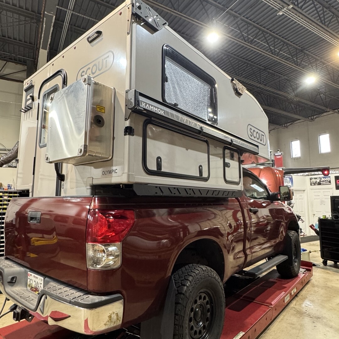 Overland truck and Scout camper serviced at Bull Run 4x4